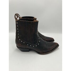 Frye Brown Ankle Boots with Silver Studs